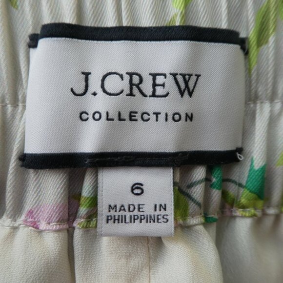 J Crew Collection Satin Pull On Pant Ratti Leafy Floral Print Zipper Fly Hemmed - Picture 6 of 9
